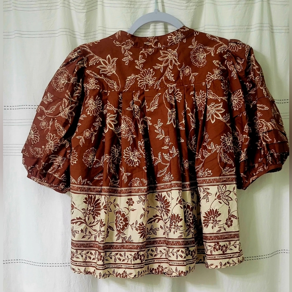 Olivaceus Floral Bohemian Top 100% Cotton Size M NWOT - Picture 3 of 5